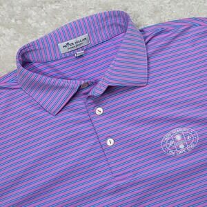 Peter Millar Polo Shirt Men Large Purple Blue Striped Summer Comfort New Seabury